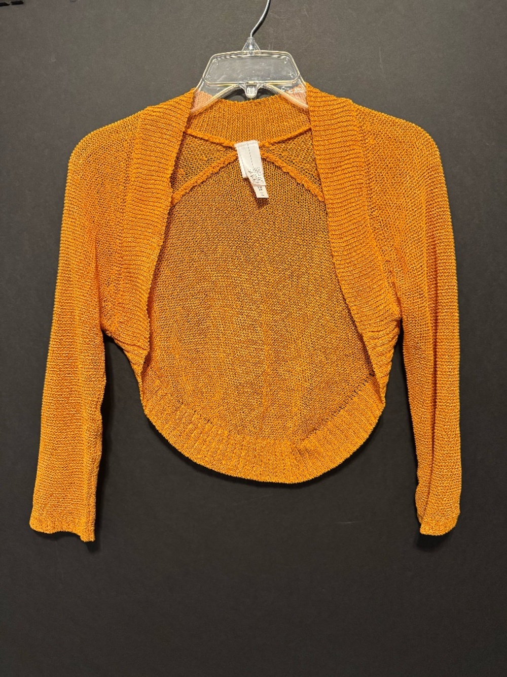 MarlaWynne Layers Orange Open Knit Shrug Cardigan Bolero XS NWOT
